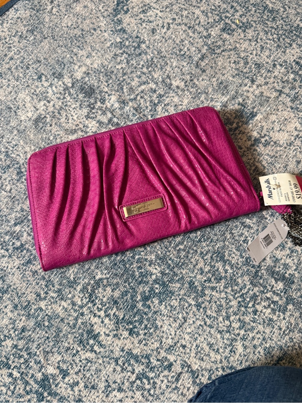 NWT Jessica Simpson Fuchsia Ruched Zip-Around Wallet